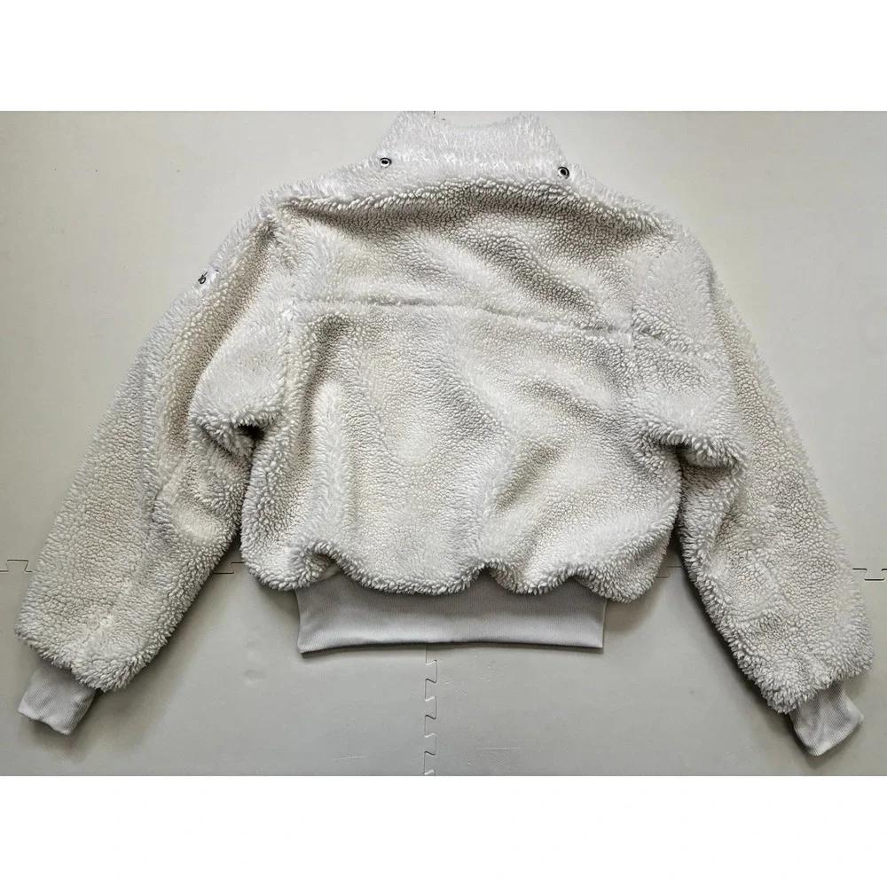 ALO Yoga Foxy Sherpa Jacket Womens Fleece Bomber Teddy Zip - Size XS Ivory White